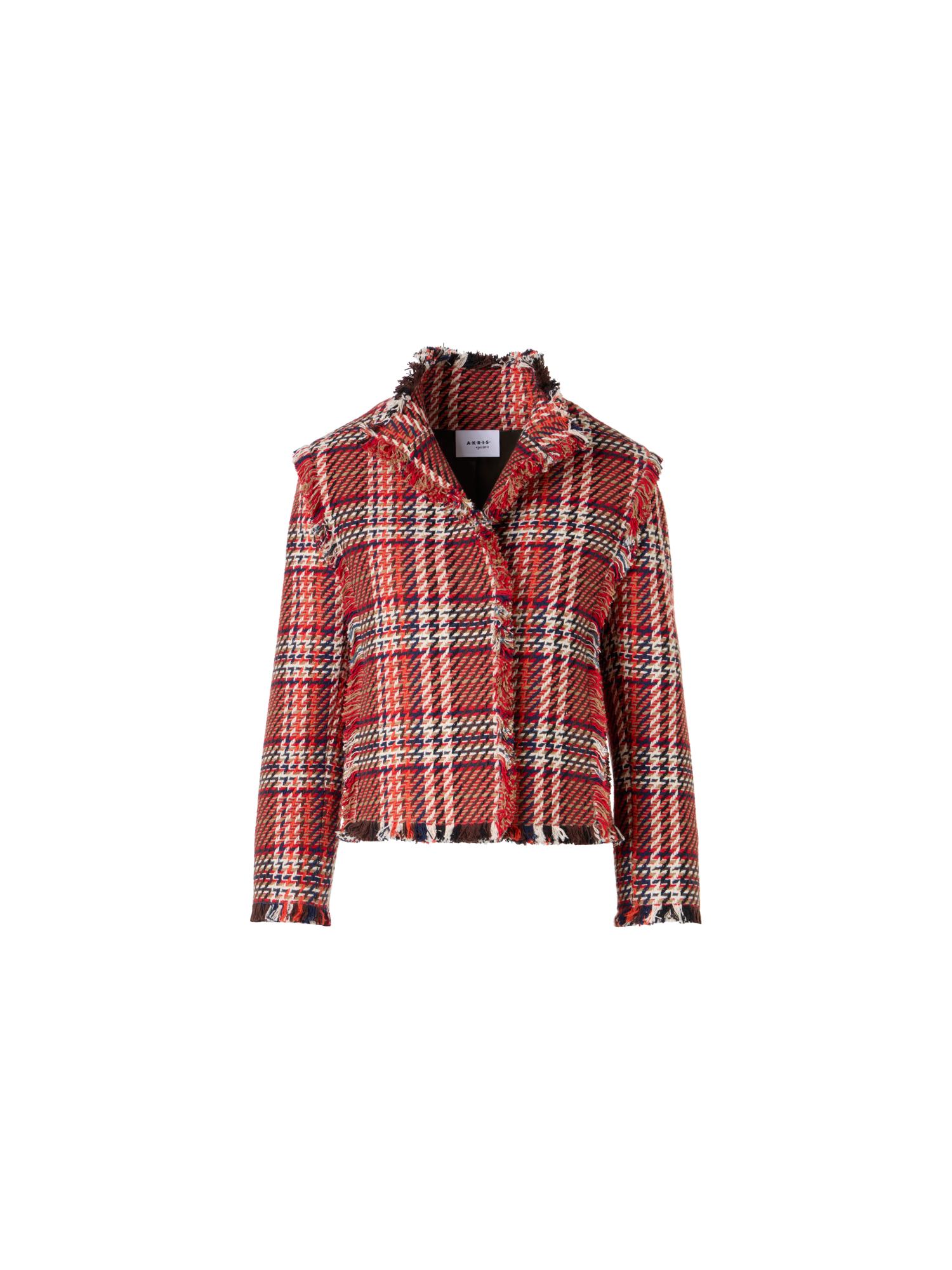 Designer Langärmelige Jacke aus Baumwoll-Tweed - Bunt