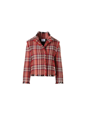 Designer Langärmelige Jacke aus Baumwoll-Tweed - Bunt