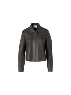 Designer Langärmelige Bikerjacke aus Signature-Pin-Dot-Lammnappaleder - Grün