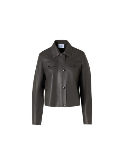 Designer Langärmelige Bikerjacke aus Signature-Pin-Dot-Lammnappaleder - Grün