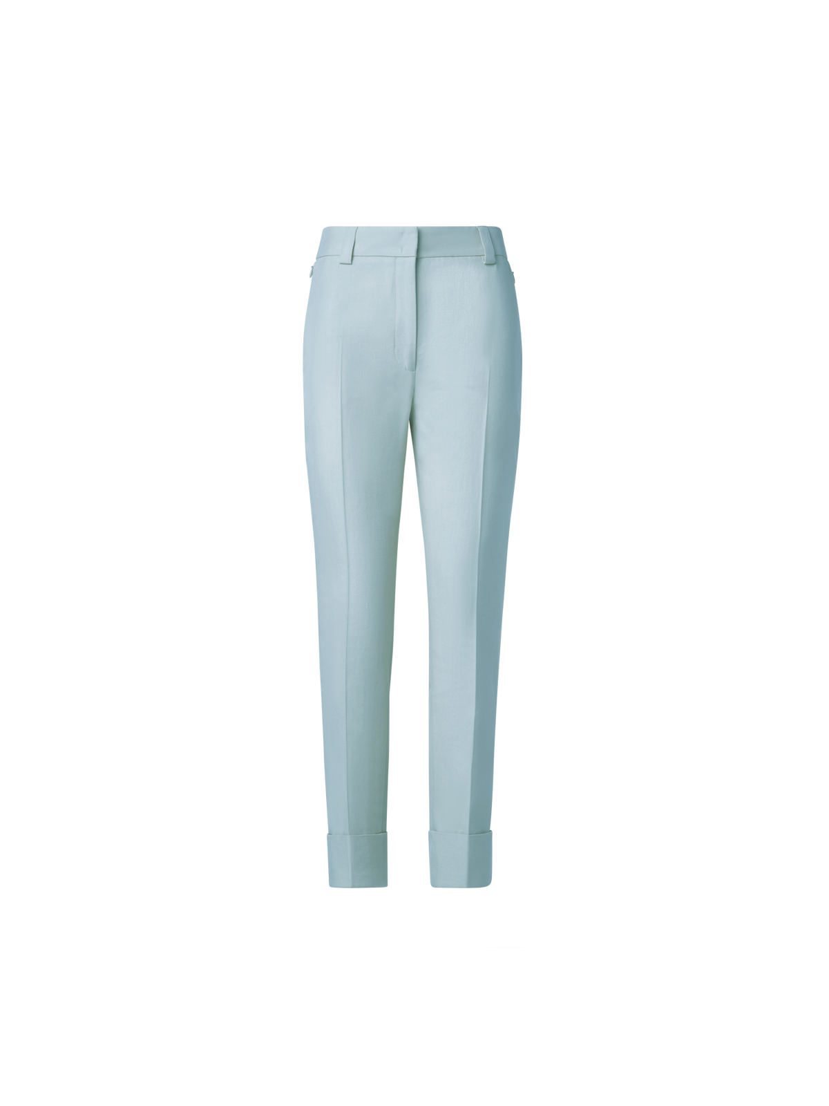 Designer Tapered Hose aus Baumwoll-Seiden-Doubleface - Gelb - Blau