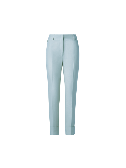 Designer Tapered Hose aus Baumwoll-Seiden-Doubleface - Gelb - Blau