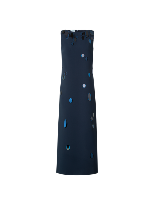 Designer Festes Laser Cut Tunikakleid mit Dropping Dots - Dunkelblau - Blau