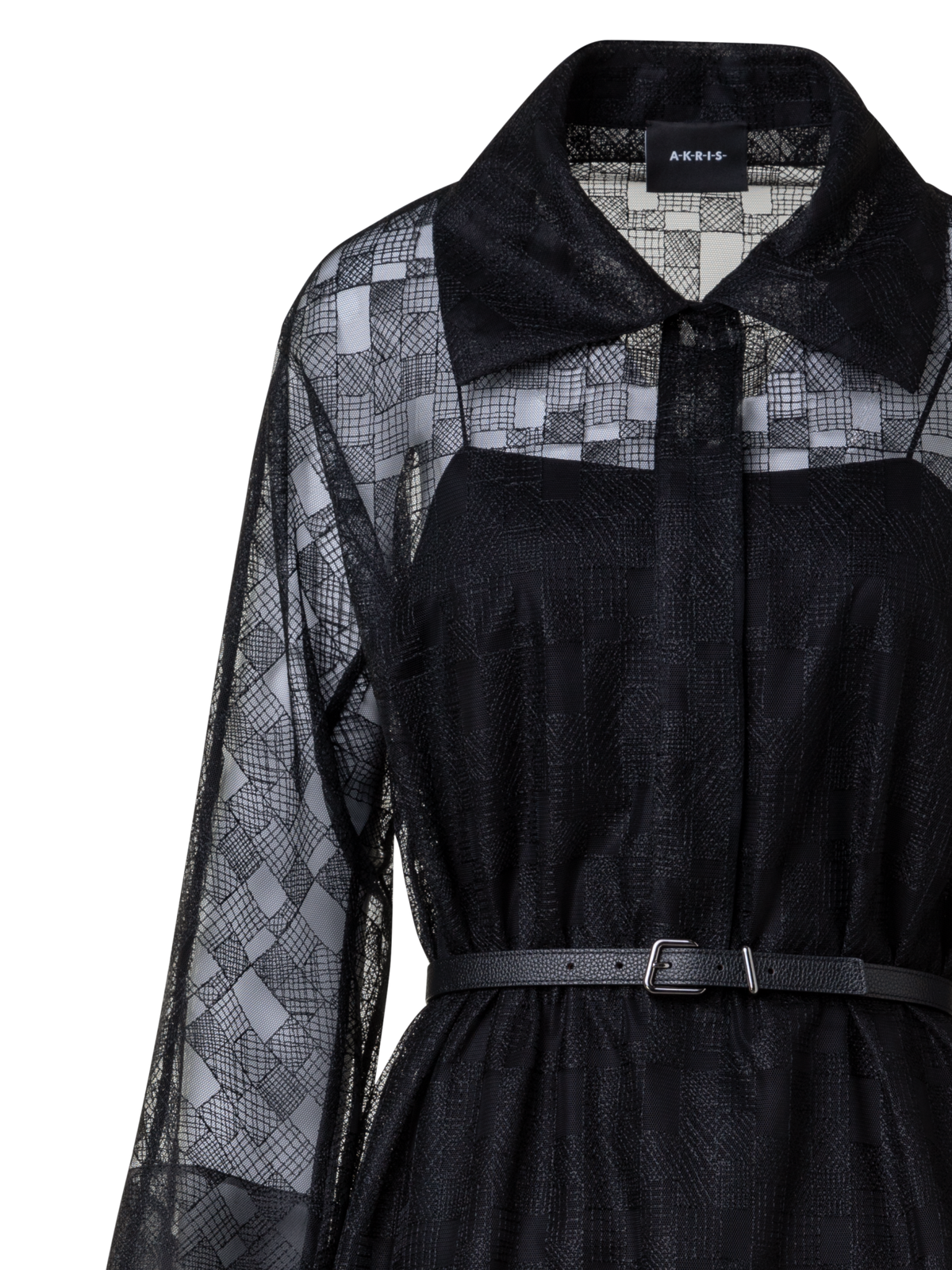 Designer Blusenkleid mit Lizzy-Grid-Stickerei - Schwarz