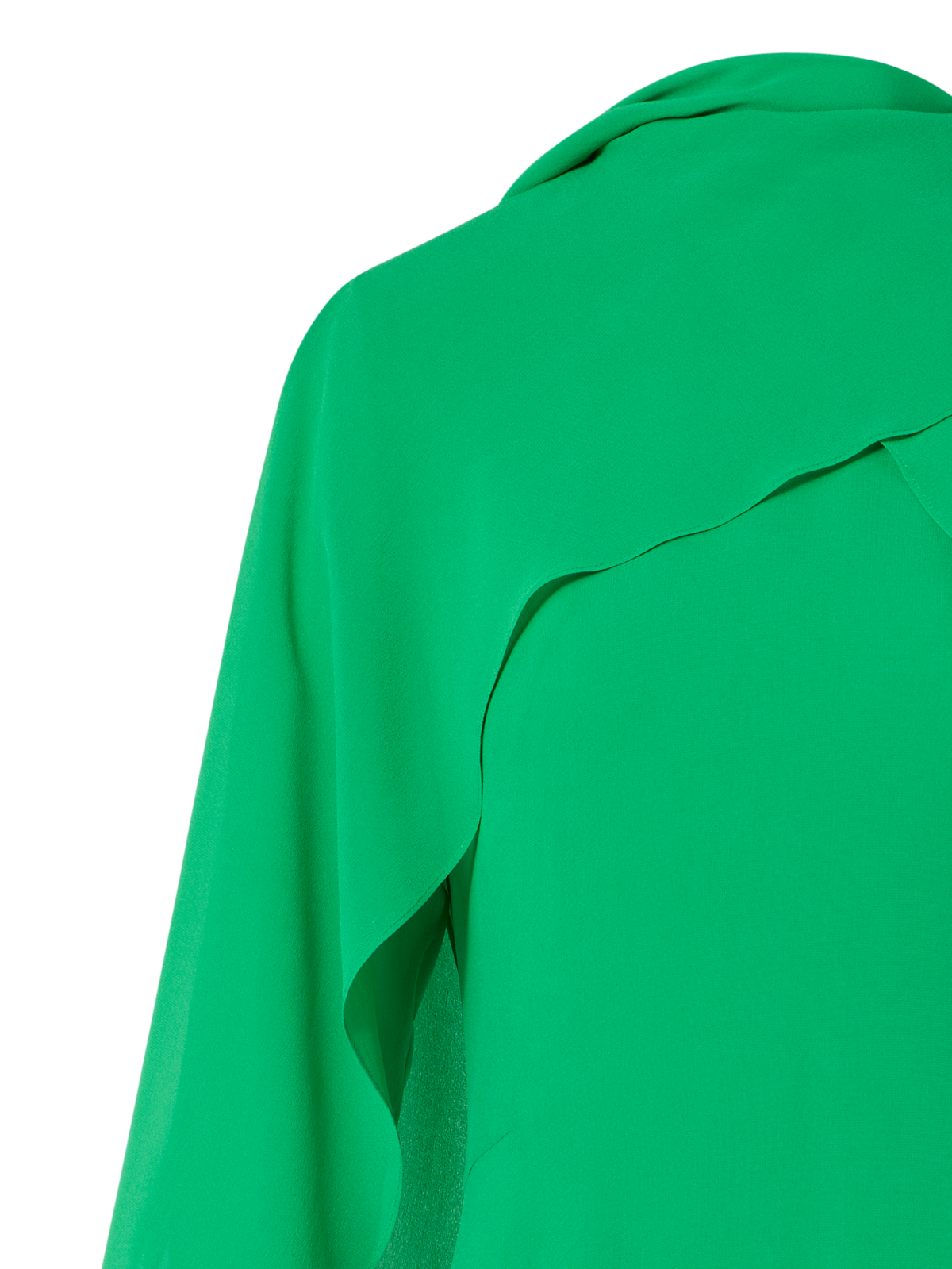 Designer Asymmetrische Robe aus Seiden-Georgette mit Cape-Ärmeln - Grün