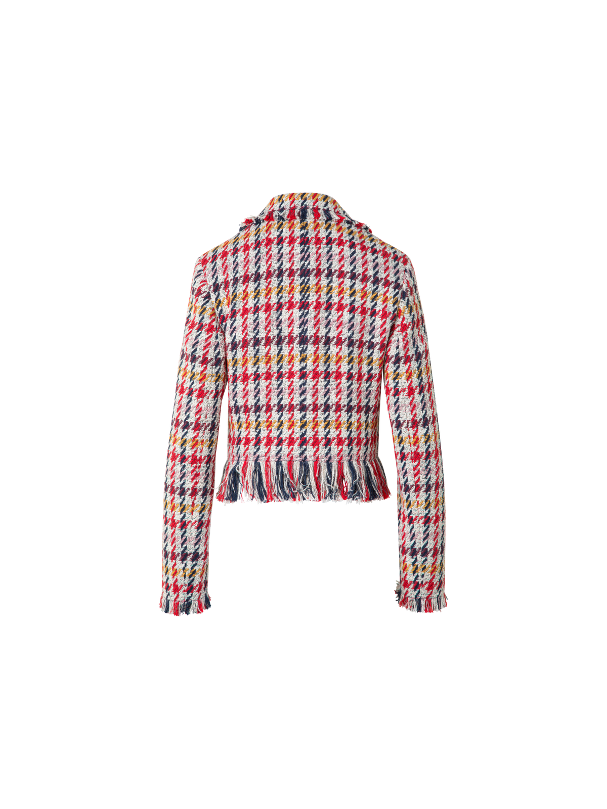 Designer Kurze Tweed-Jacke mit Fransen - Bunt - Rot