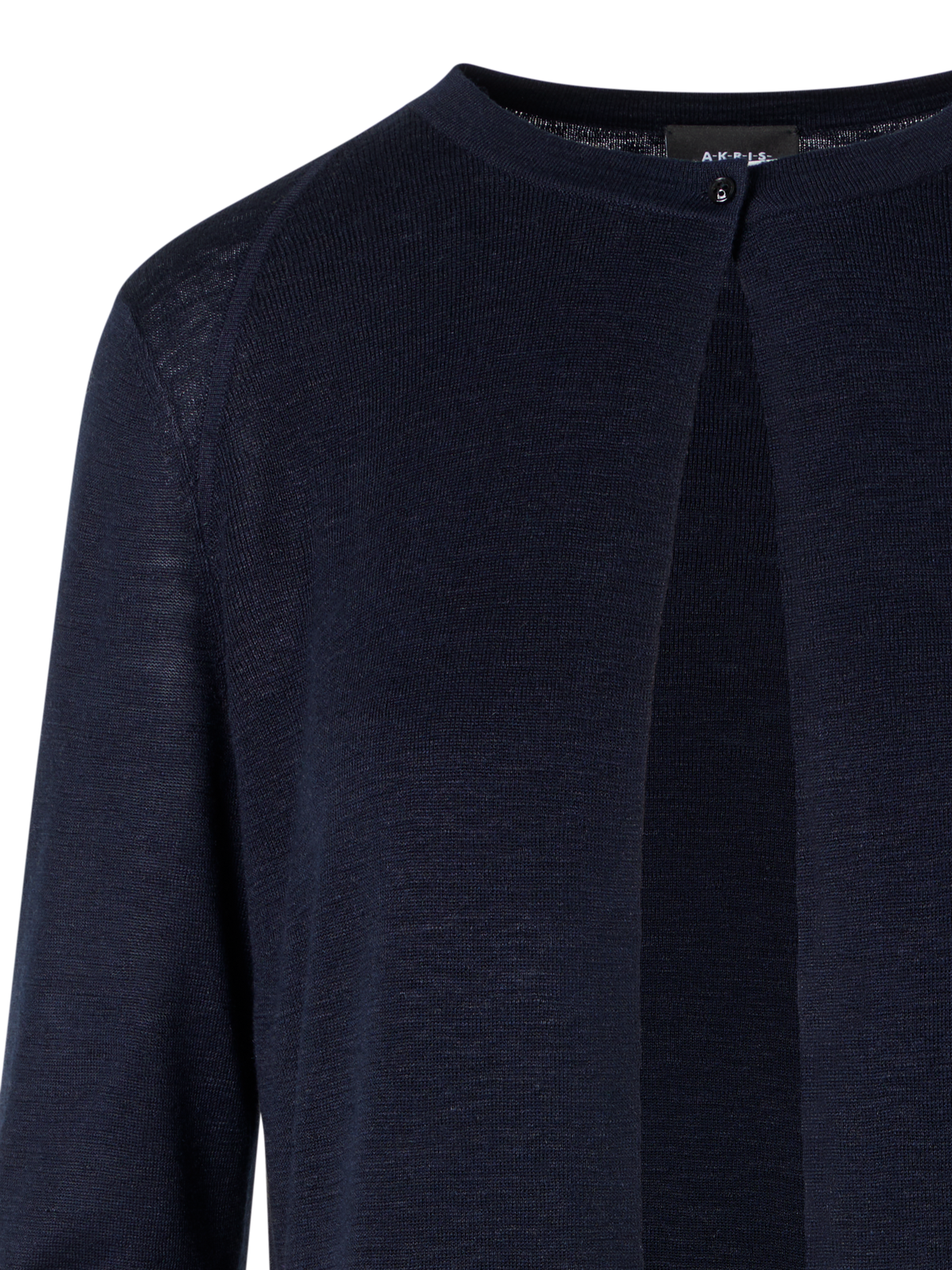 Designer Langärmeliger Strickmantel aus Leinen-Seide - Dunkelblau