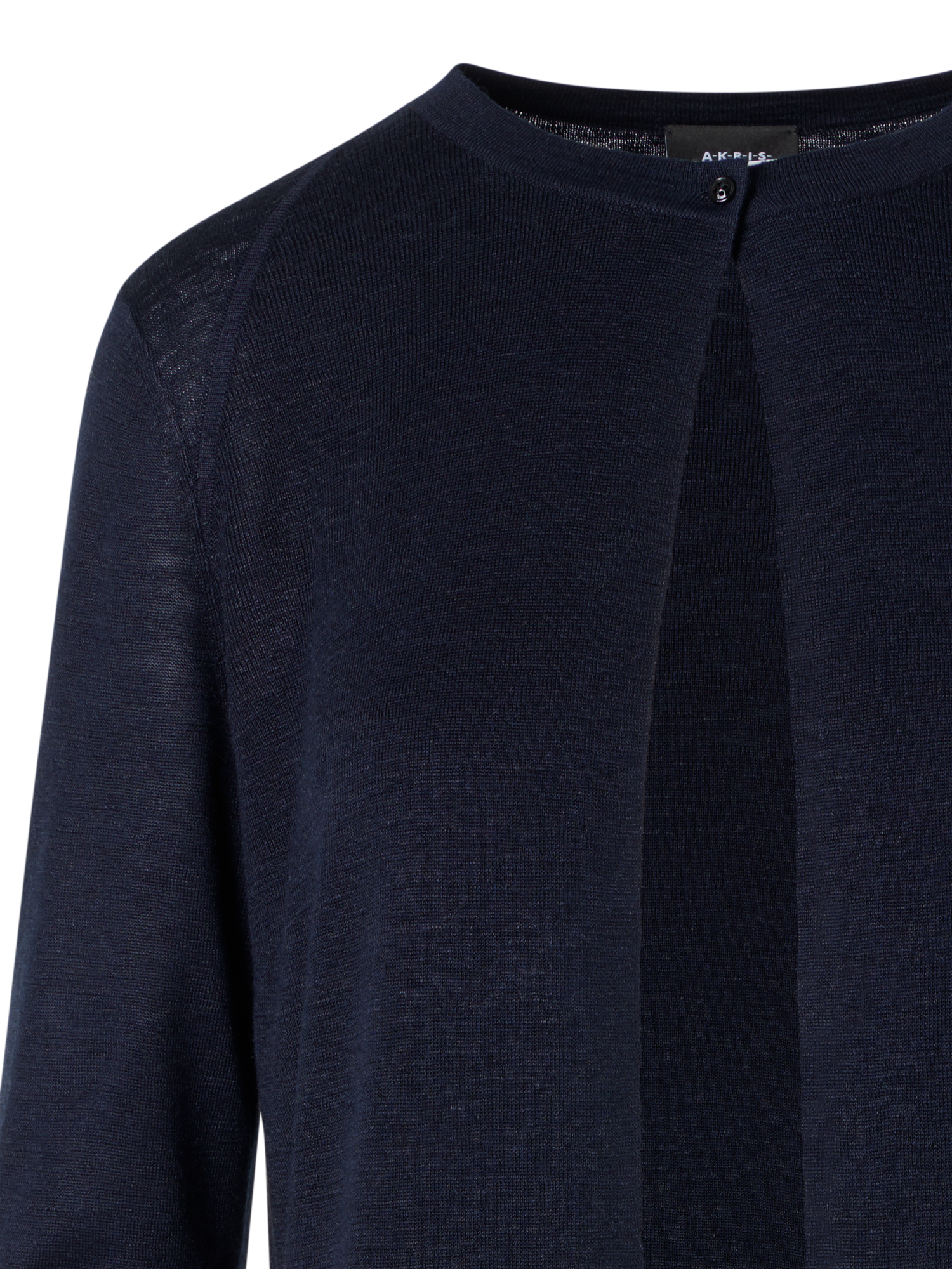 Designer Langärmeliger Strickmantel aus Leinen-Seide - Dunkelblau