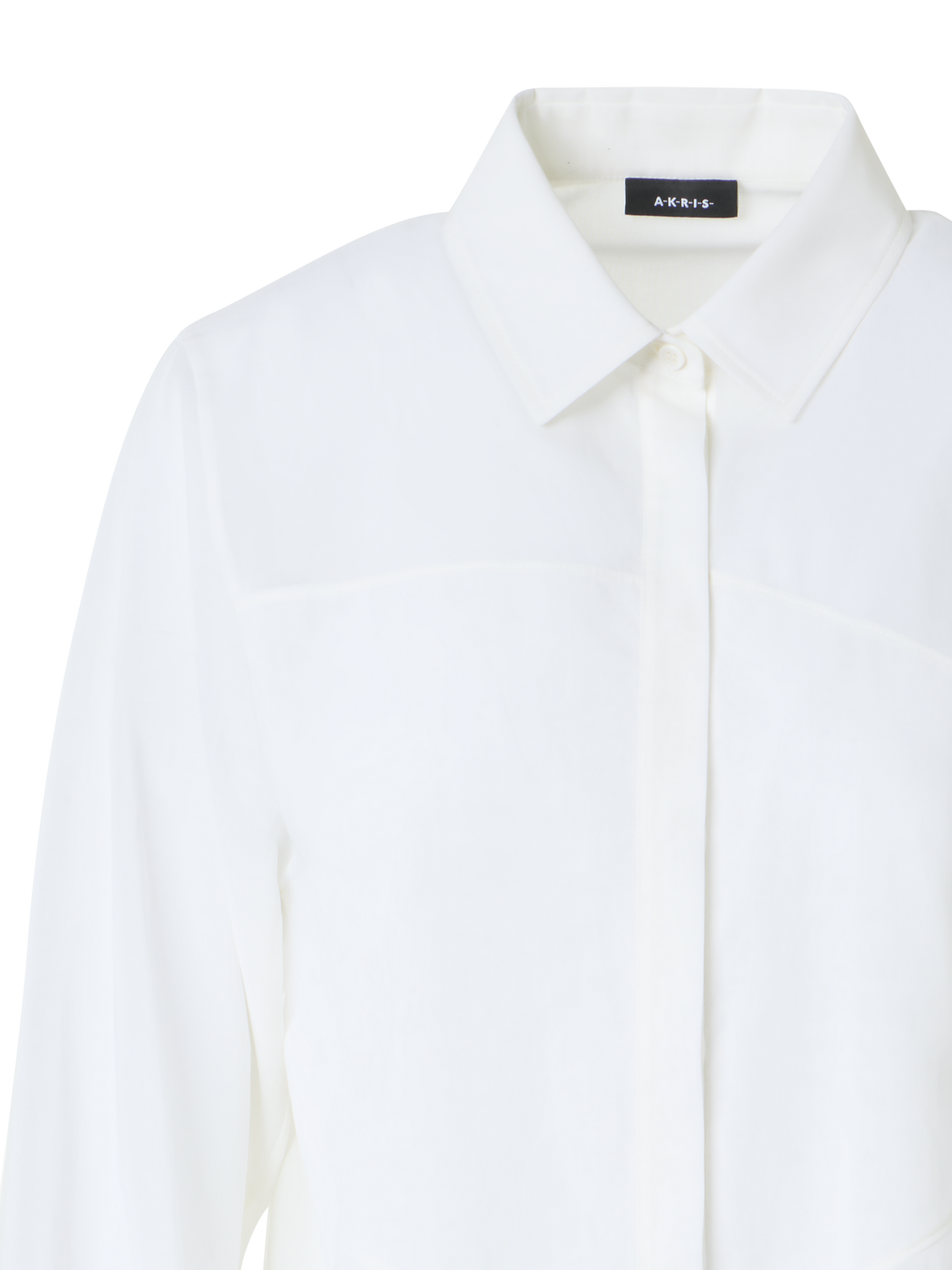 Designer Baumwollbluse mit Polygon-Einsatz - Weiss