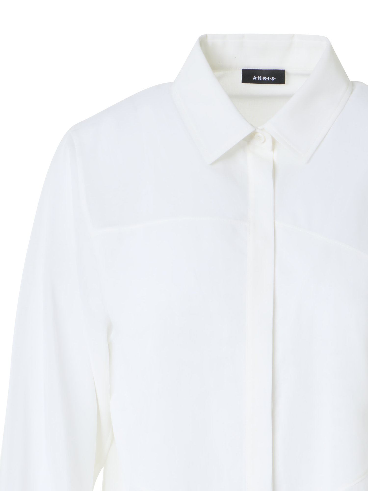 Designer Baumwollbluse mit Polygon-Einsatz - Weiss