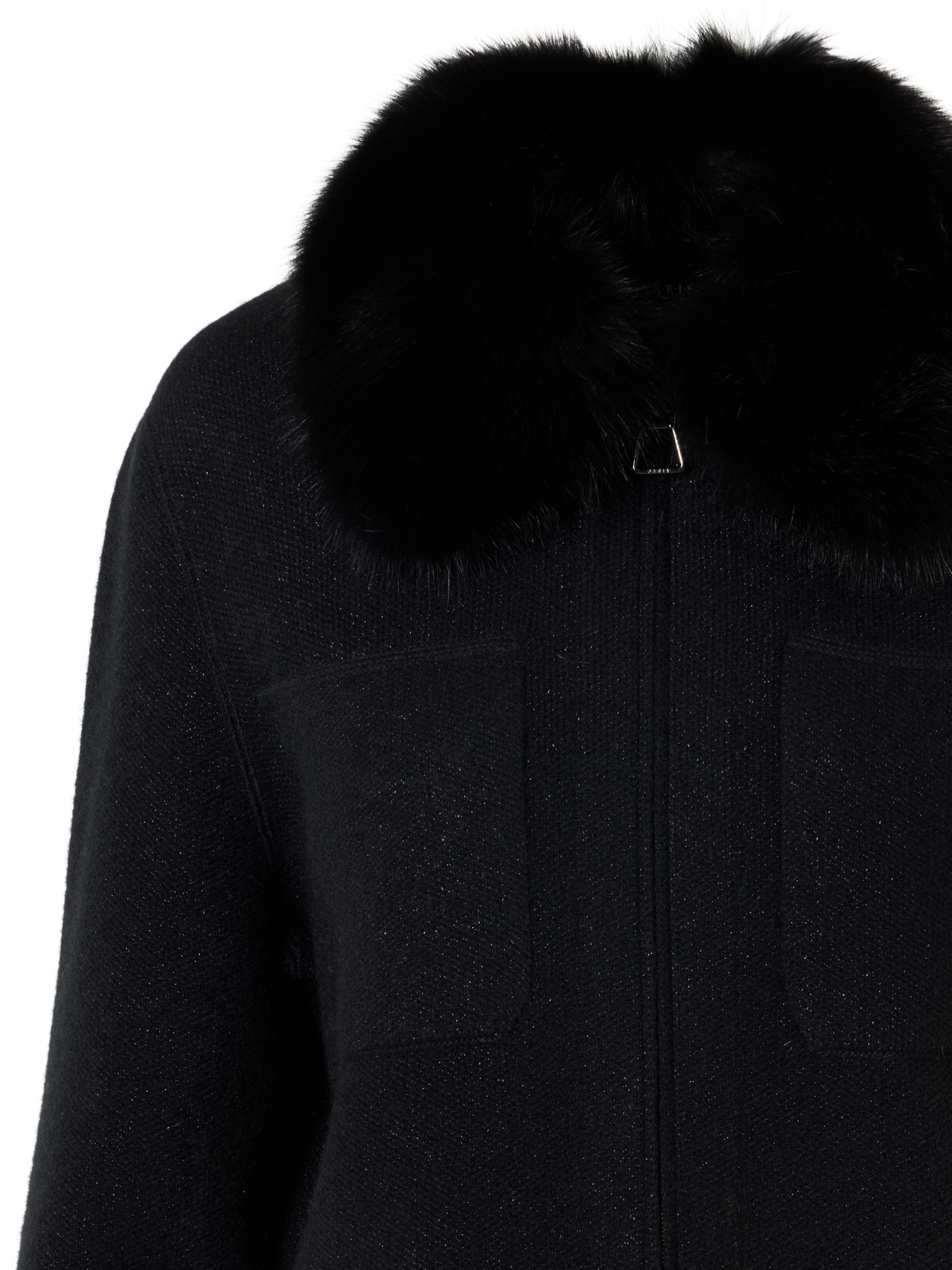 Designer Kurzer Kaschmir-Lamé Cardigan mit Zobelkragen - Schwarz