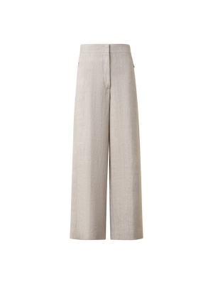 Designer Culotte-Hose aus naturbelassenem Leinen - Beige