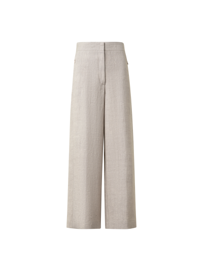 Designer Culotte-Hose aus naturbelassenem Leinen - Beige