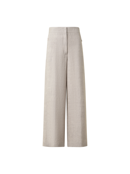 Designer Culotte-Hose aus naturbelassenem Leinen - Beige