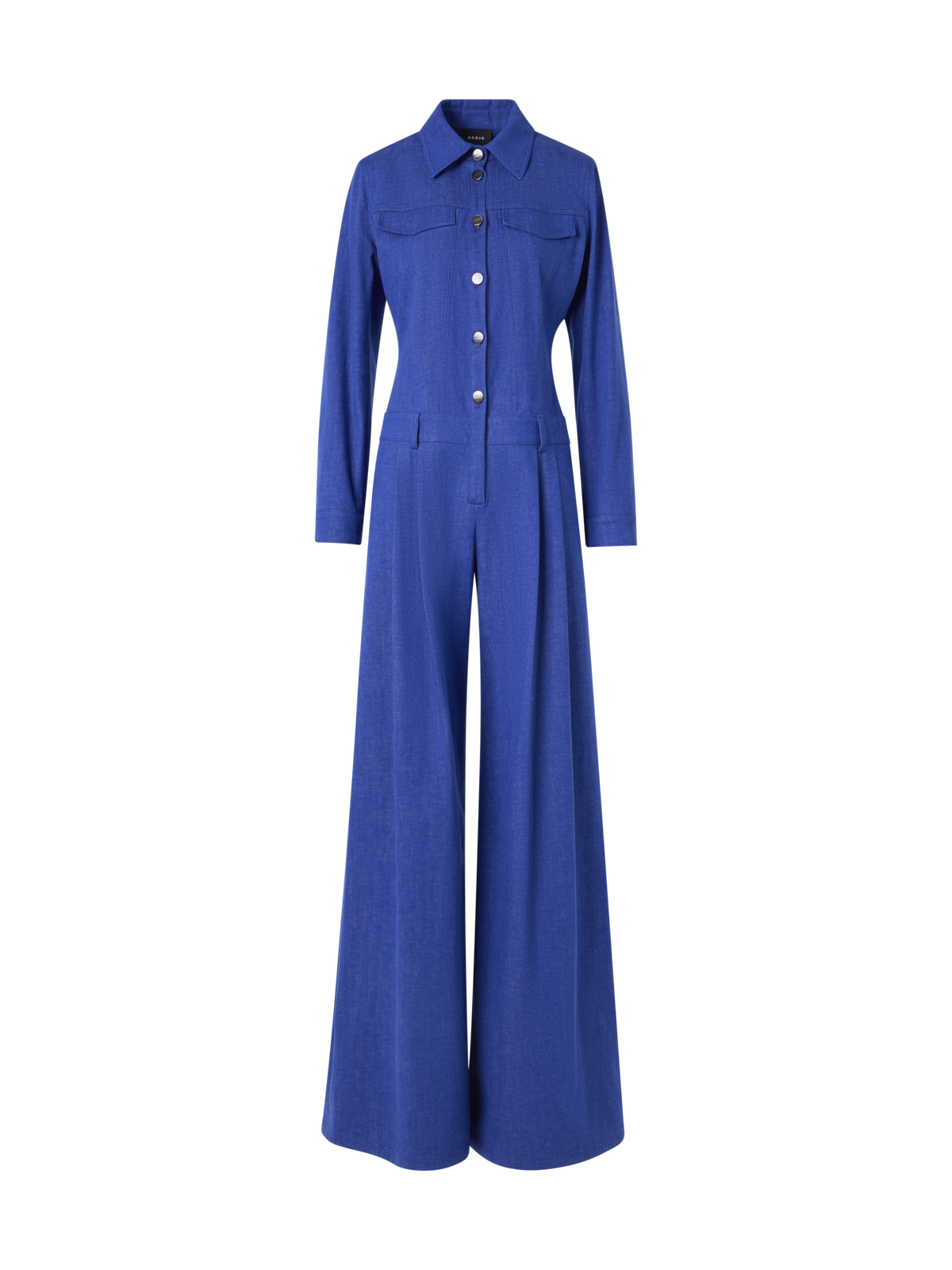 Designer Hellan taillierter Jumpsuit aus Baumwolldenim - Blau