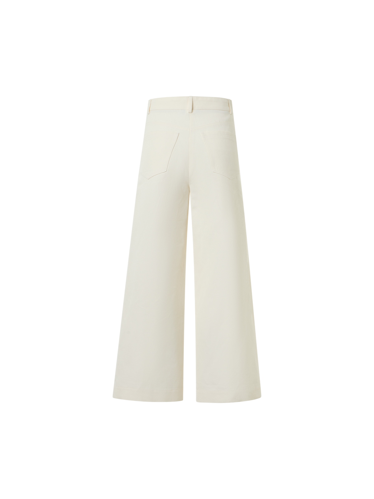Designer Verkürzte Hose aus Baumwoll-leinen Gabardine mit weitem Bein - Ecru