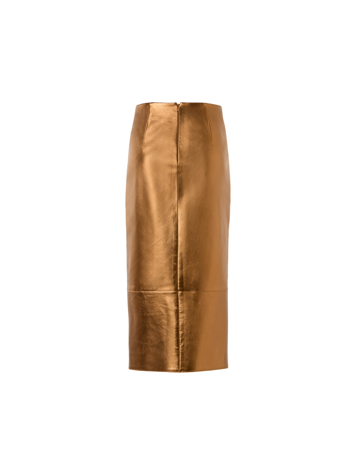 Designer Bleistiftrock aus Lamé-Leder mit Streifenstickerei - Gold