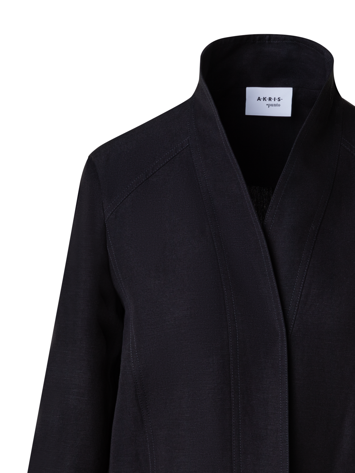 Designer Jacke mit Schalkragen aus Leinenmischung - Schwarz
