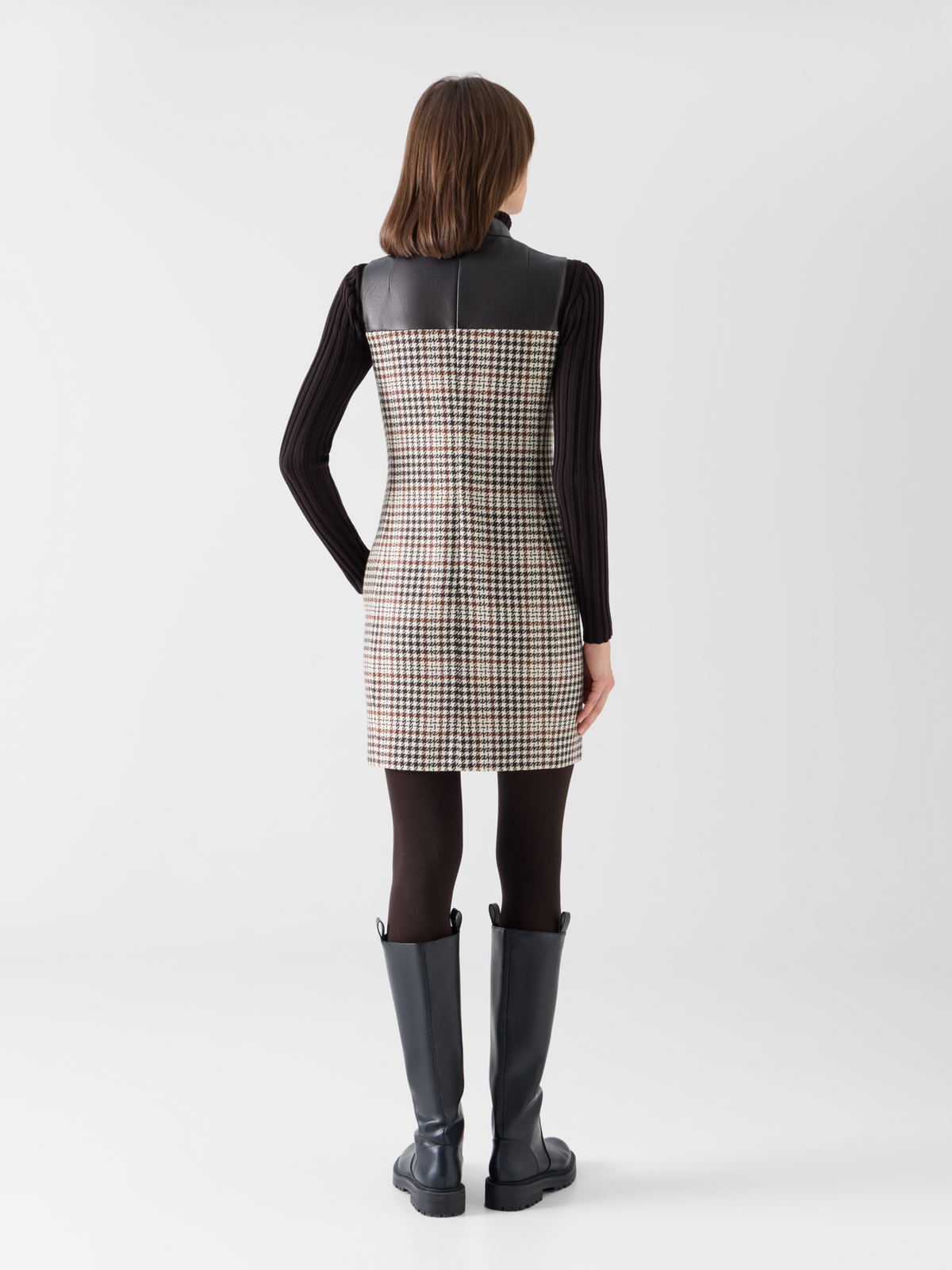 Designer Ärmelloses Mini-Etuikleid aus kariertem Tweed - Bunt 