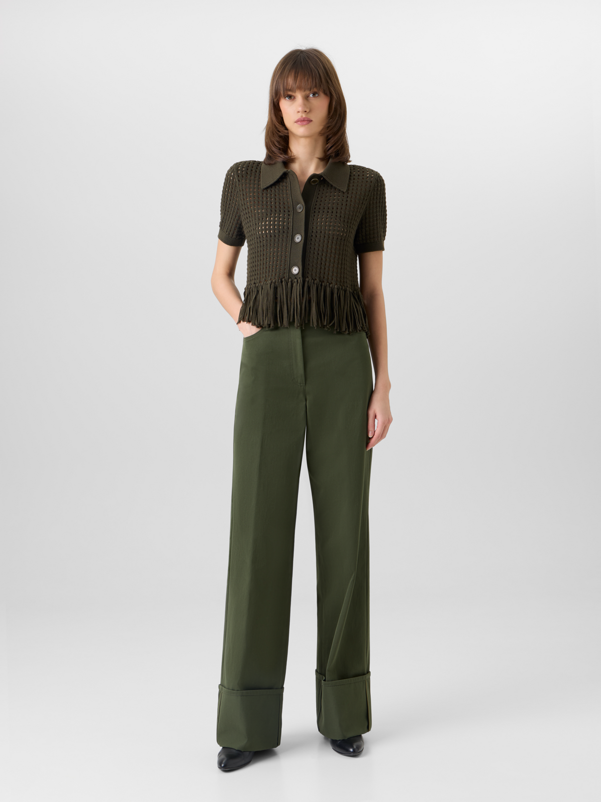 Designer Cooper Hose aus Baumwollgabardine - Grün #editorial