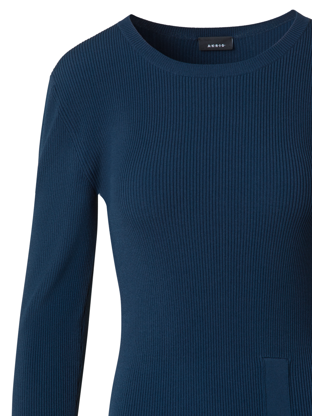 Designer Schlauchkleid aus Rippstrick-Stretch - Dunkelblau - Blau