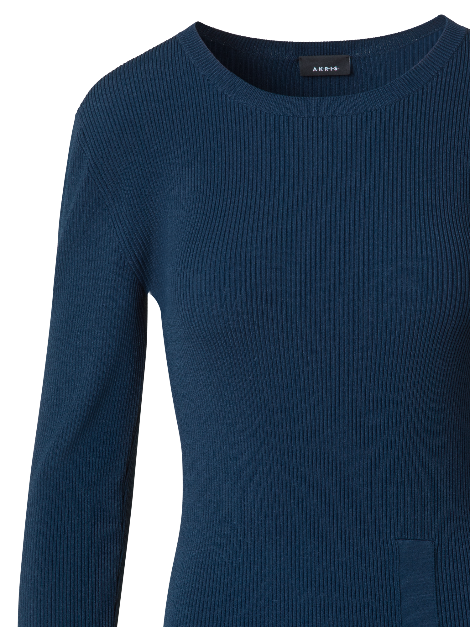 Designer Schlauchkleid aus Rippstrick-Stretch - Dunkelblau - Blau