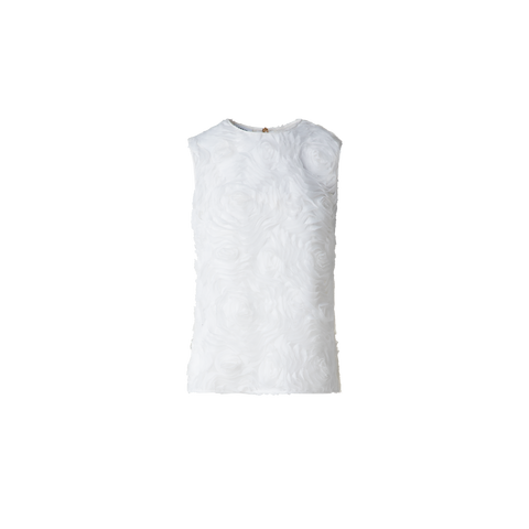 Sleeveless Blouse with 3D Carnation Embroidery
