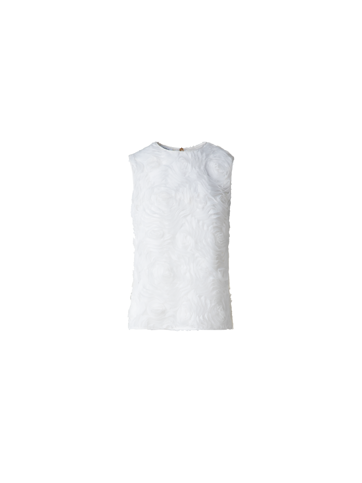 Designer Ärmellose Bluse mit 3D Carnation Stickerei - Ecru - Weiss