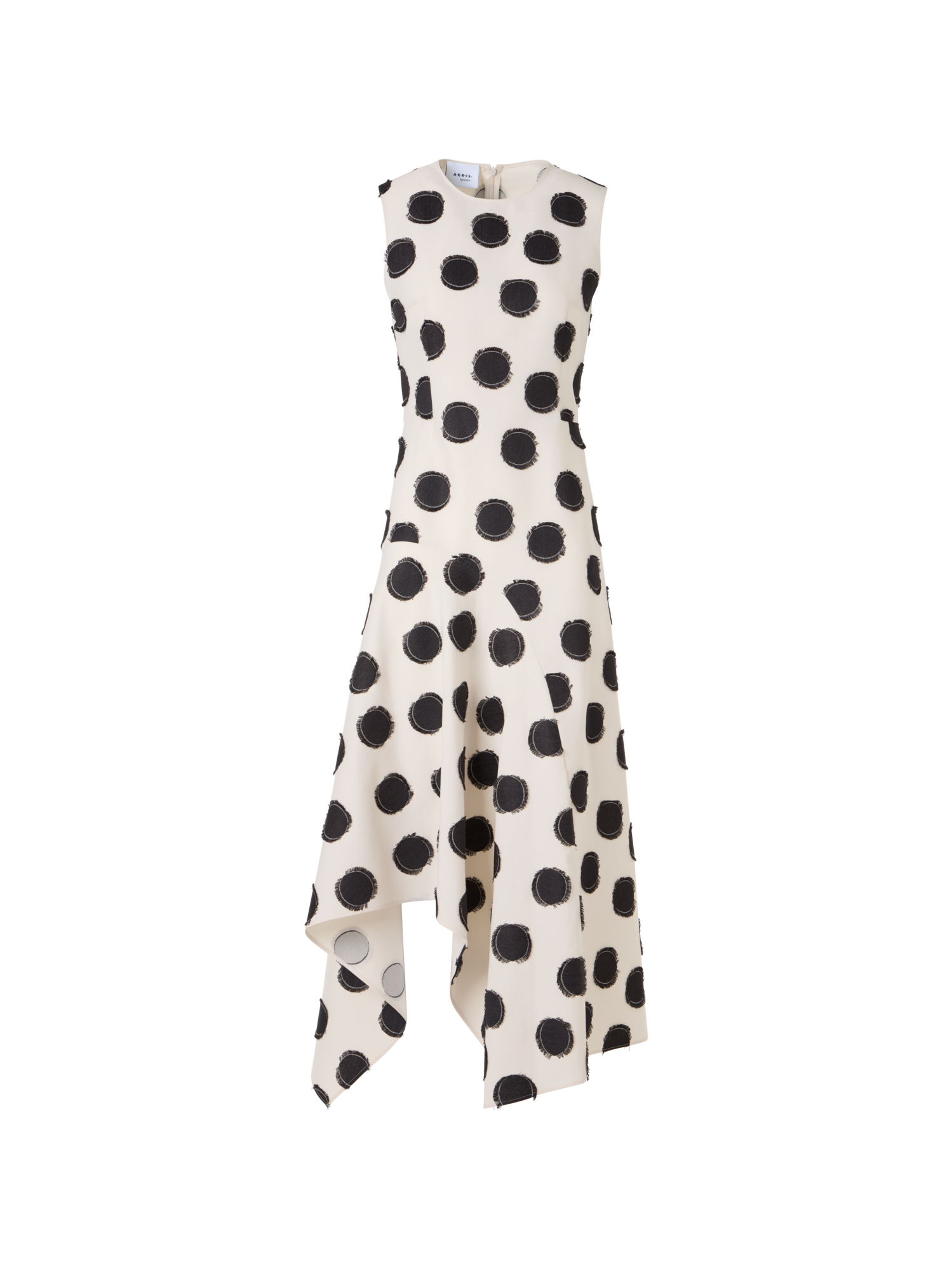 Designer Ärmelloses Midikleid aus fransigem Punkte-Jacquard - Weiss