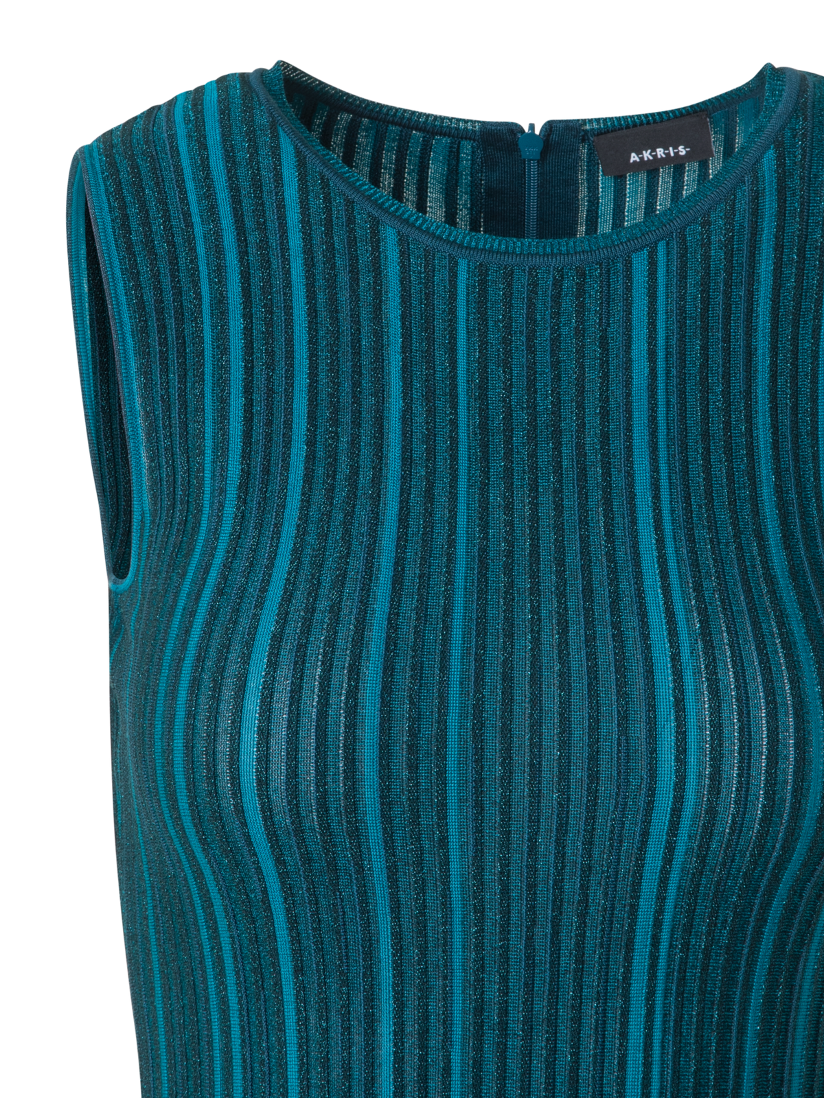 Designer Ärmelloses Strickkleid aus Seiden-Ripp-Lurex - Grün