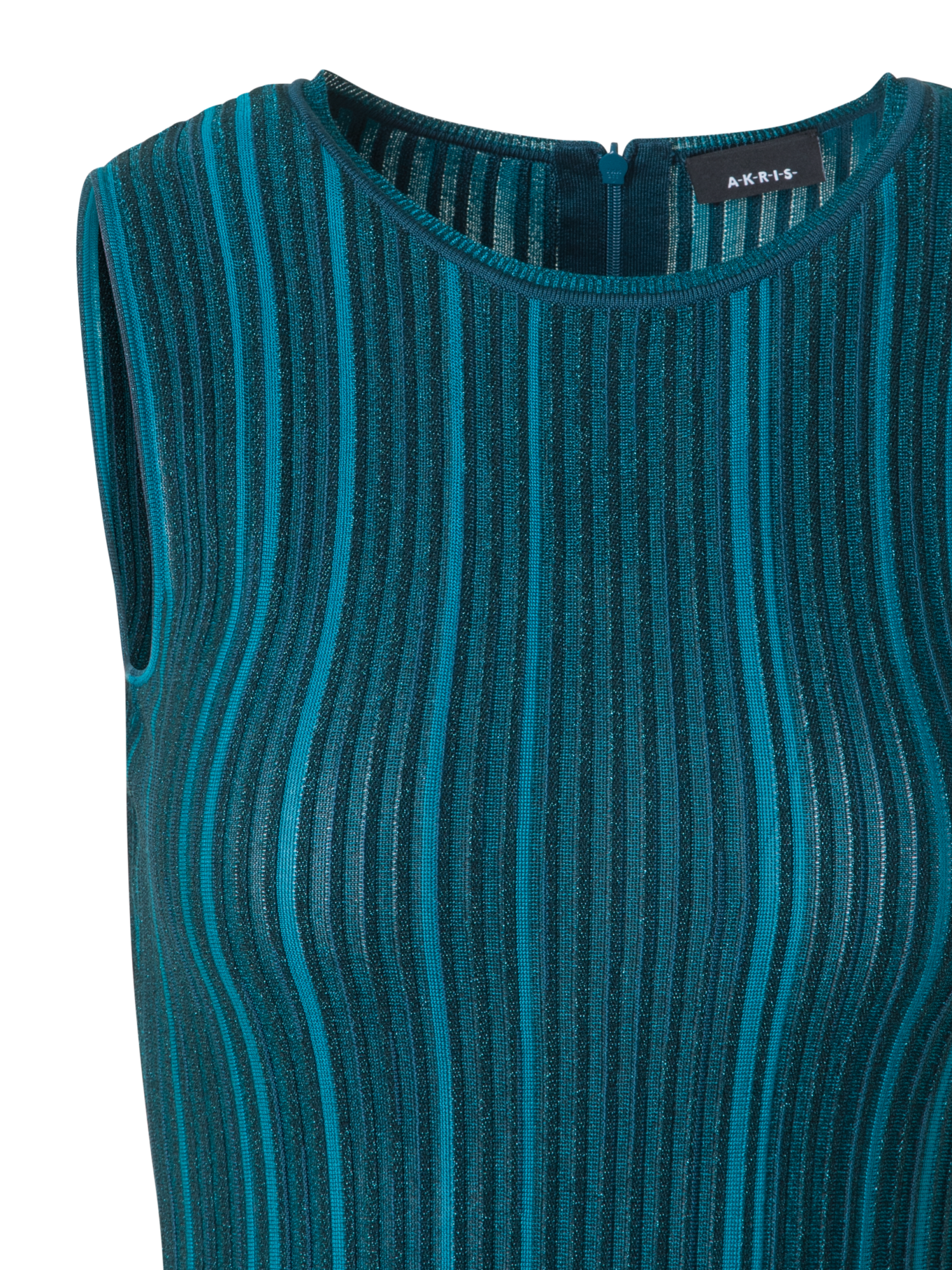 Designer Ärmelloses Strickkleid aus Seiden-Ripp-Lurex - Grün