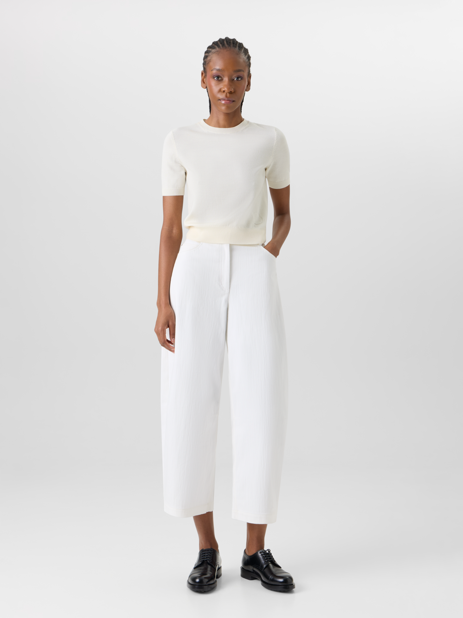 Designer Farrow Hose aus Baumwoll-Stretch-Denim - Weiss 