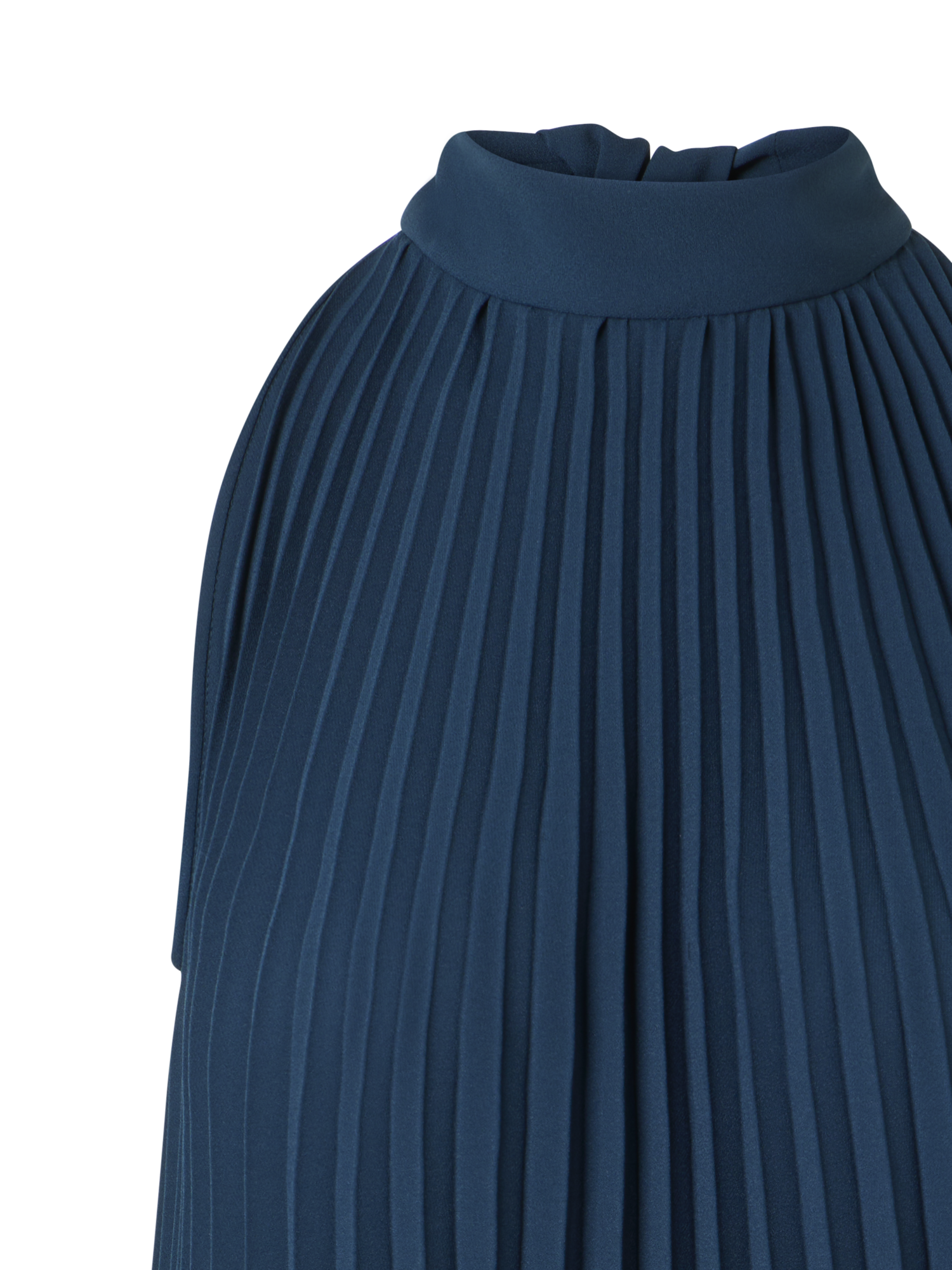 Designer Plissee-Neckholder-Minikleid in A-Linie - Dunkelblau