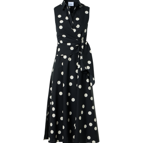 Midi-Wickelkleid aus Baumwoll-Popeline mit Polka-Dots