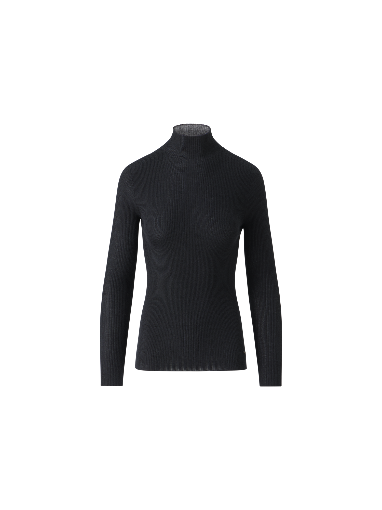 Designer Kaschmir-Seiden-Strickpullover mit Stehkragen - Schwarz