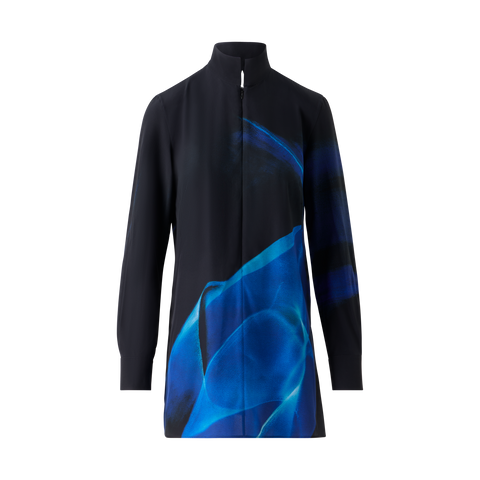 Seiden-Tunikabluse im Alyson Cyanotype Print