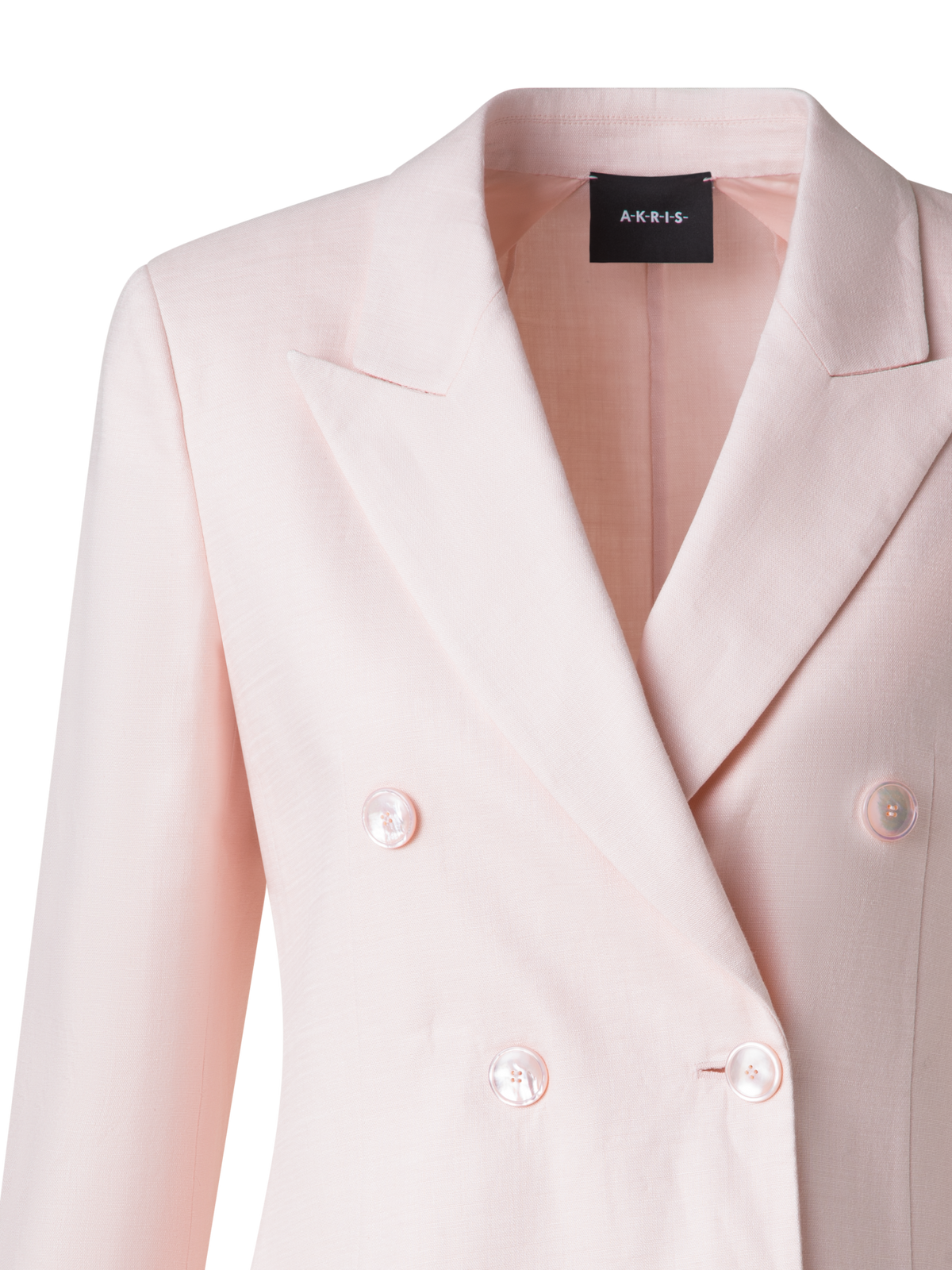Designer Zweireihiger Blazer aus Leinen-Doubleface - Rosa
