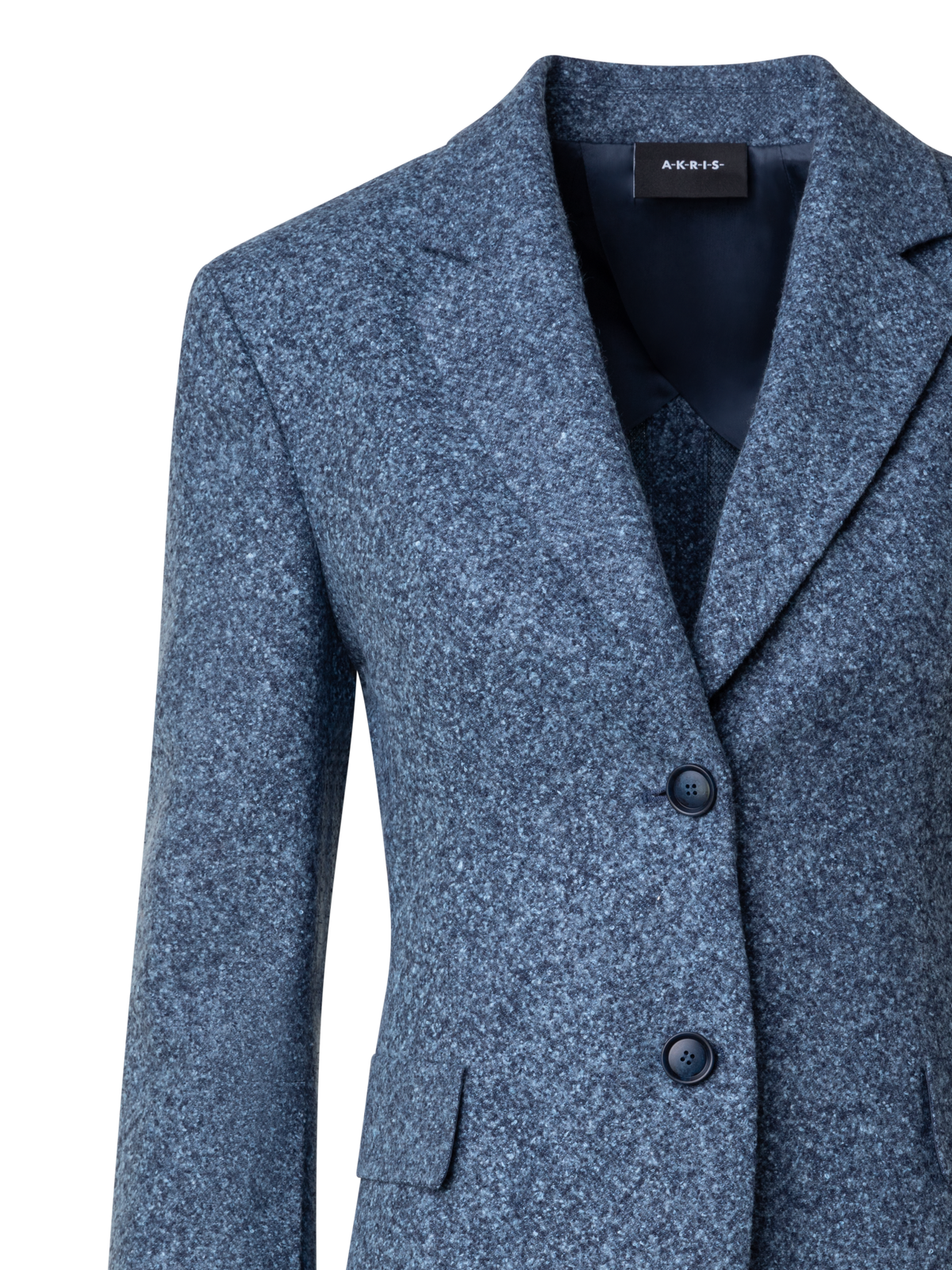 Designer Lange Tweed-Flanell-Jacke aus Kaschmir-Leinen - Grau