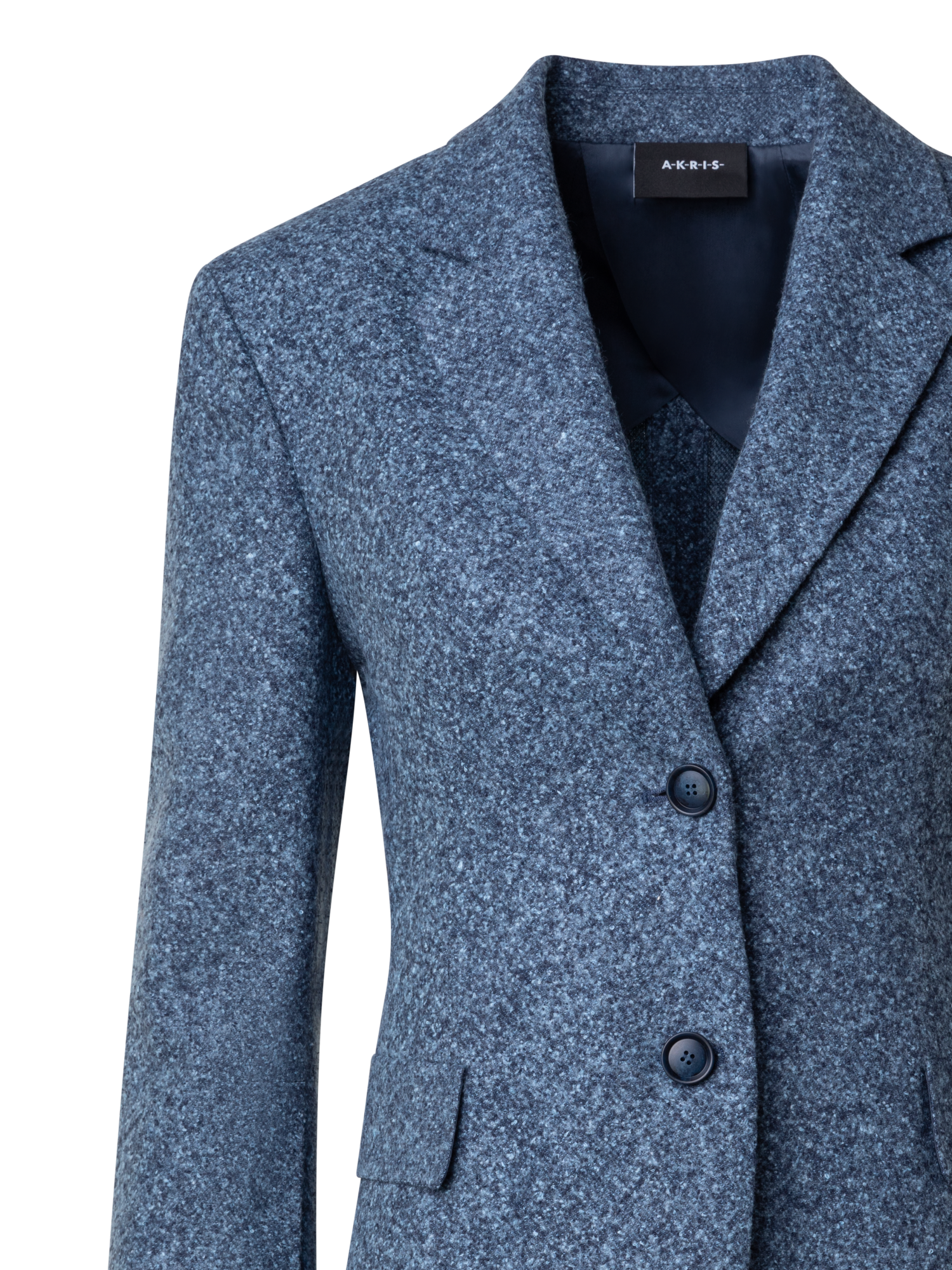 Designer Lange Tweed-Flanell-Jacke aus Kaschmir-Leinen - Grau