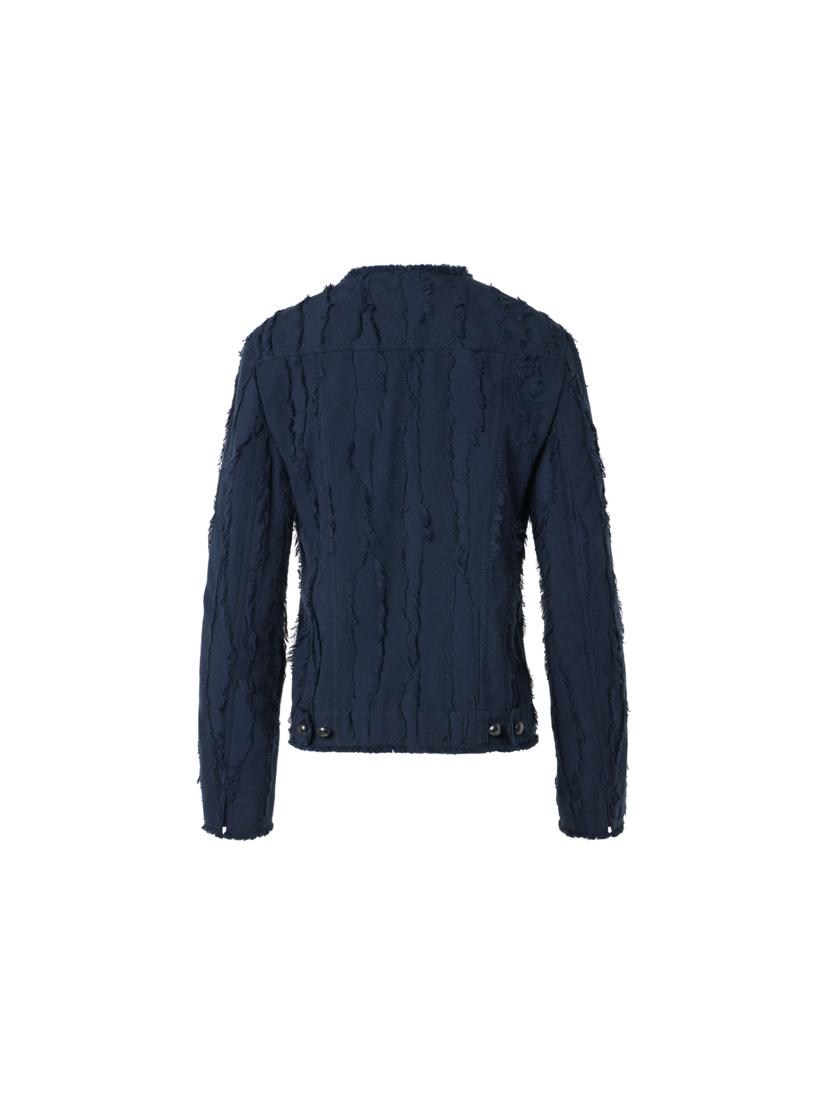 Designer Baumwolljacke aus Fransen-Wave-Jacquard - Dunkelblau - Blau