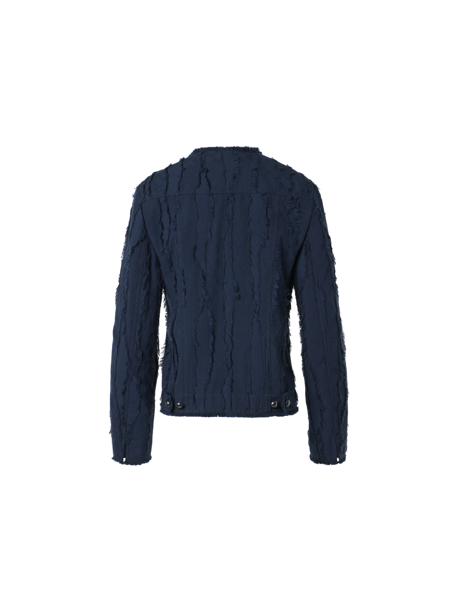 Designer Baumwolljacke aus Fransen-Wave-Jacquard - Dunkelblau - Blau