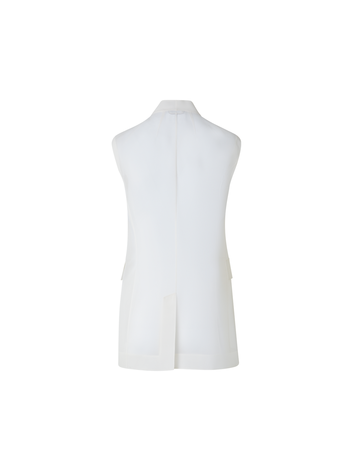 Designer Langes Transparentes Organza-Gilet aus Seide - Ecru - Weiss