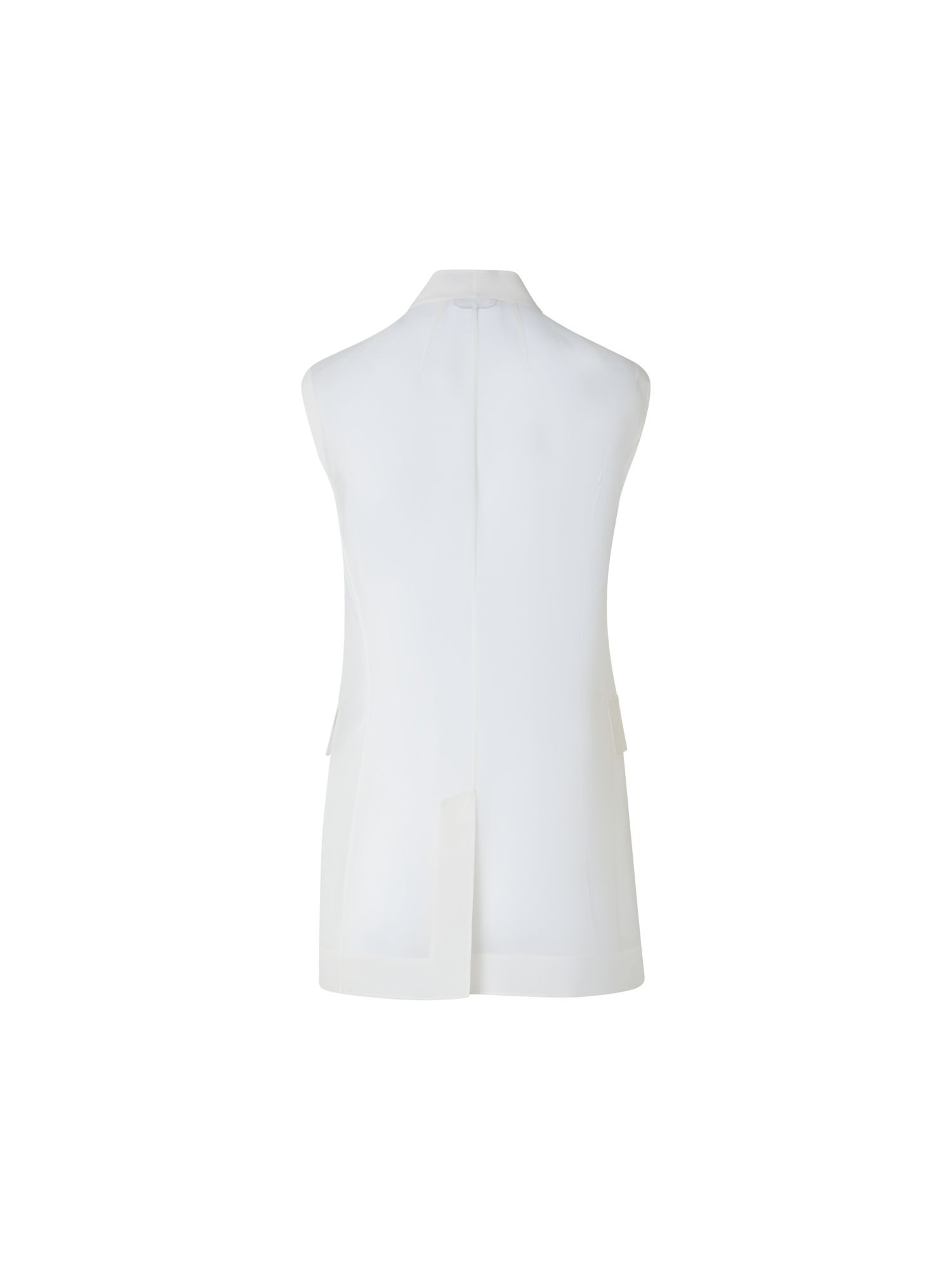 Designer Langes Transparentes Organza-Gilet aus Seide - Ecru - Weiss