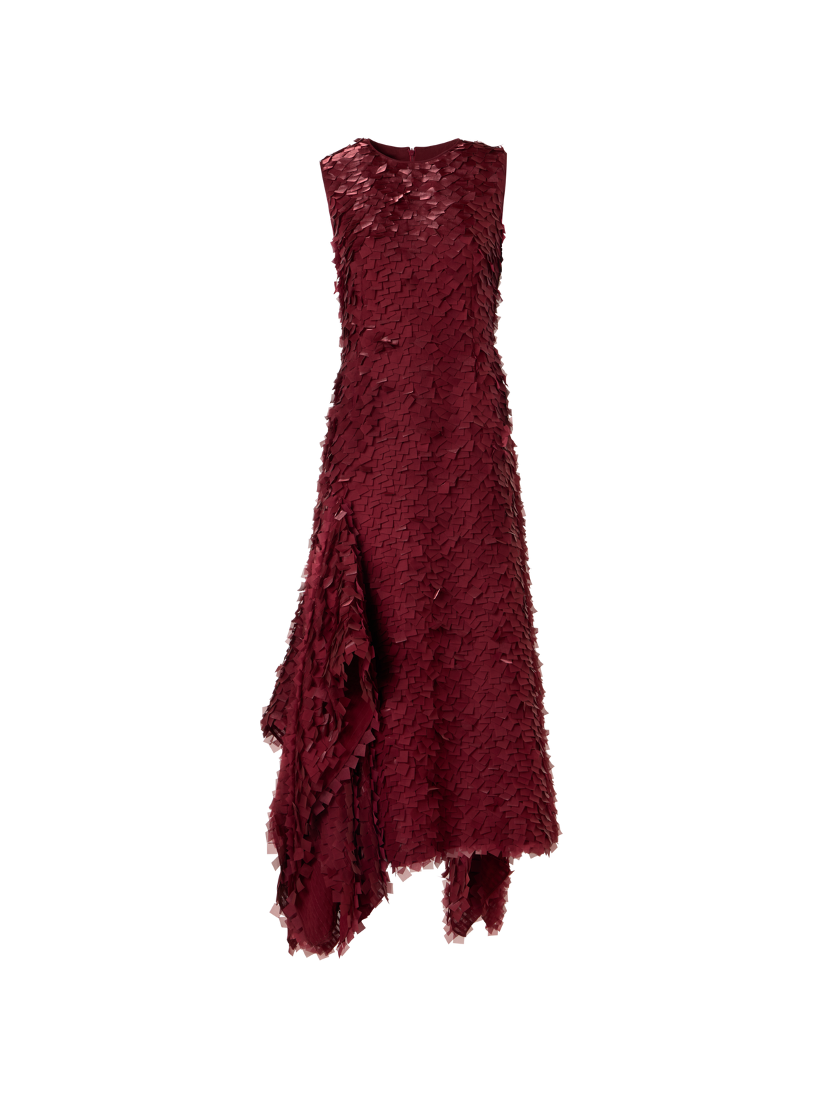 Designer Asymmetrisches Midikleid in Layered Organza Tiles - Rot