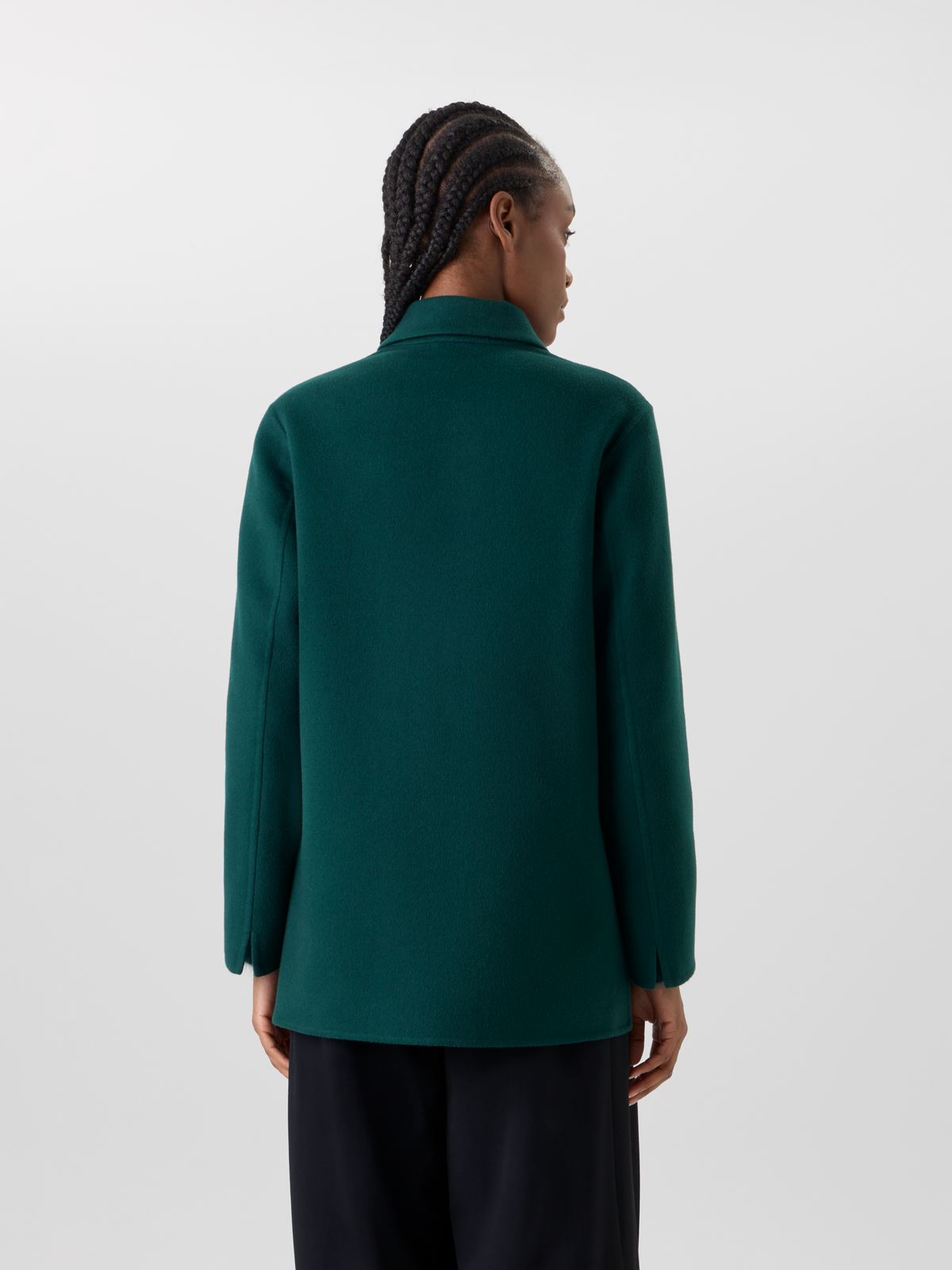 Designer Oversize Hemdjacke aus Kaschmir-Double-Face - Grün 