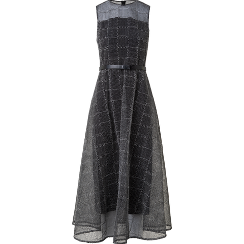 Fit and Flare Midikleid mit Tüll-Stickerei