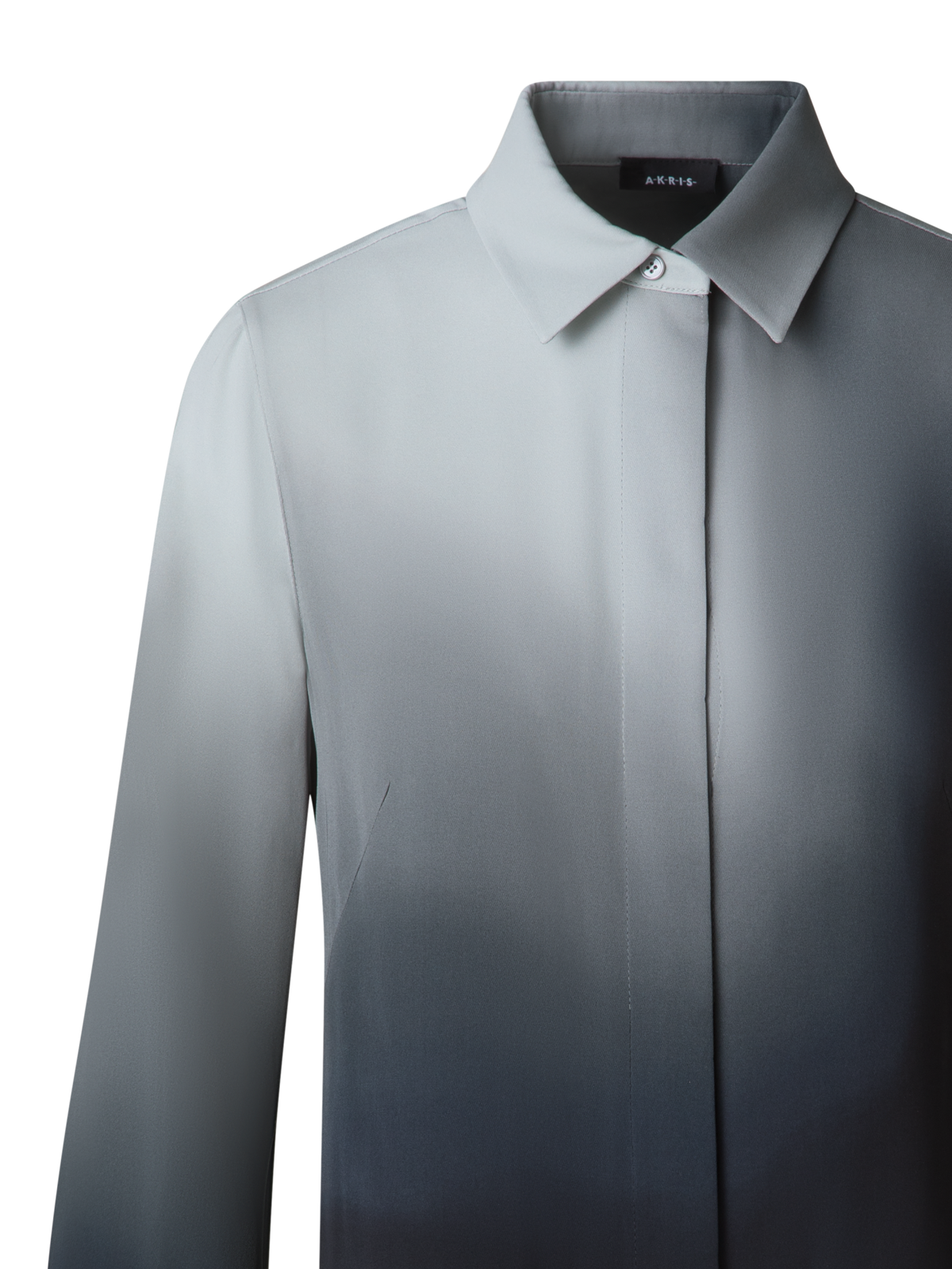 Designer Seidenbluse mit Shadow Druck - Grau - Bunt