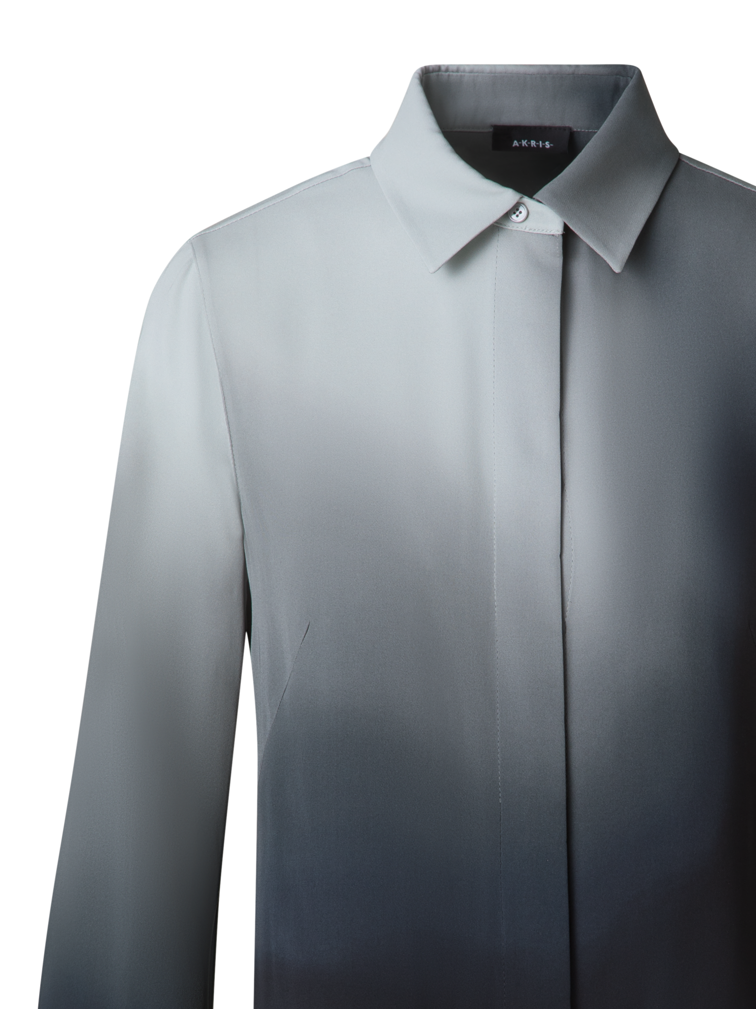 Designer Seidenbluse mit Shadow Druck - Grau - Bunt