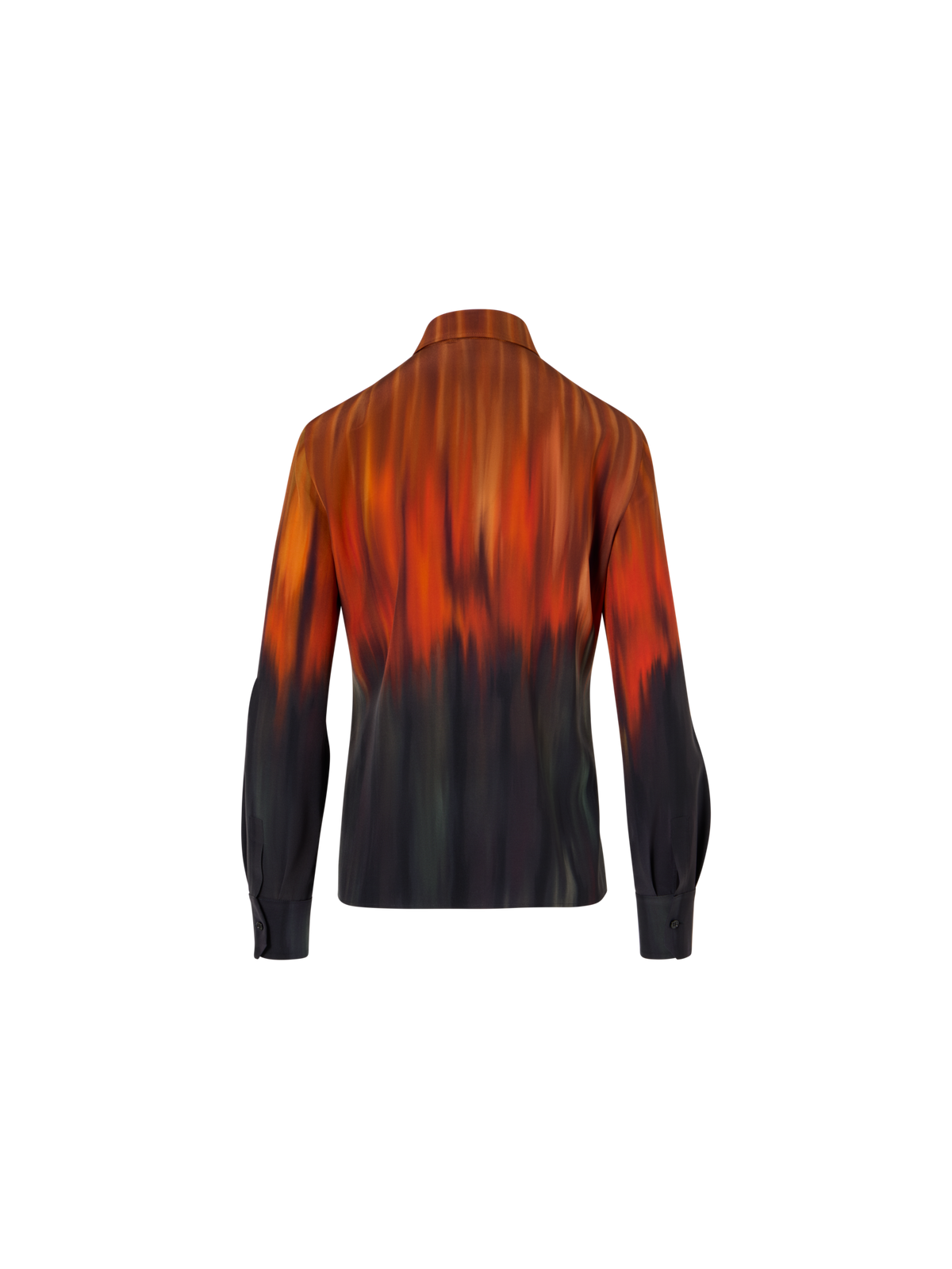 Designer Seidenbluse mit Fuego Negro Print - Schwarz - Rot - Bunt - Orange