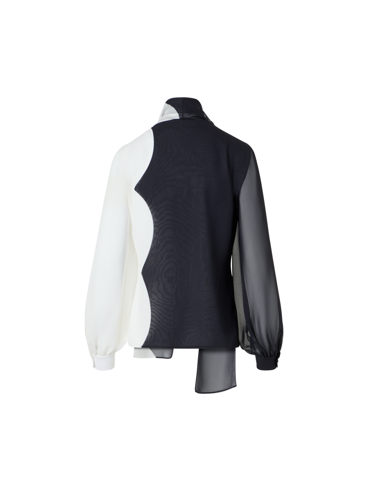 Designer Seidenbluse mit Volumenärmeln - Bunt